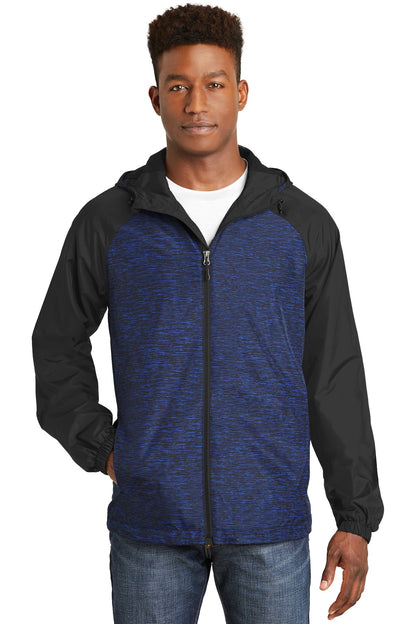DISCONTINUED - Sport-Tek® Heather Colorblock Raglan Hooded Wind Jacket - SKU JST40