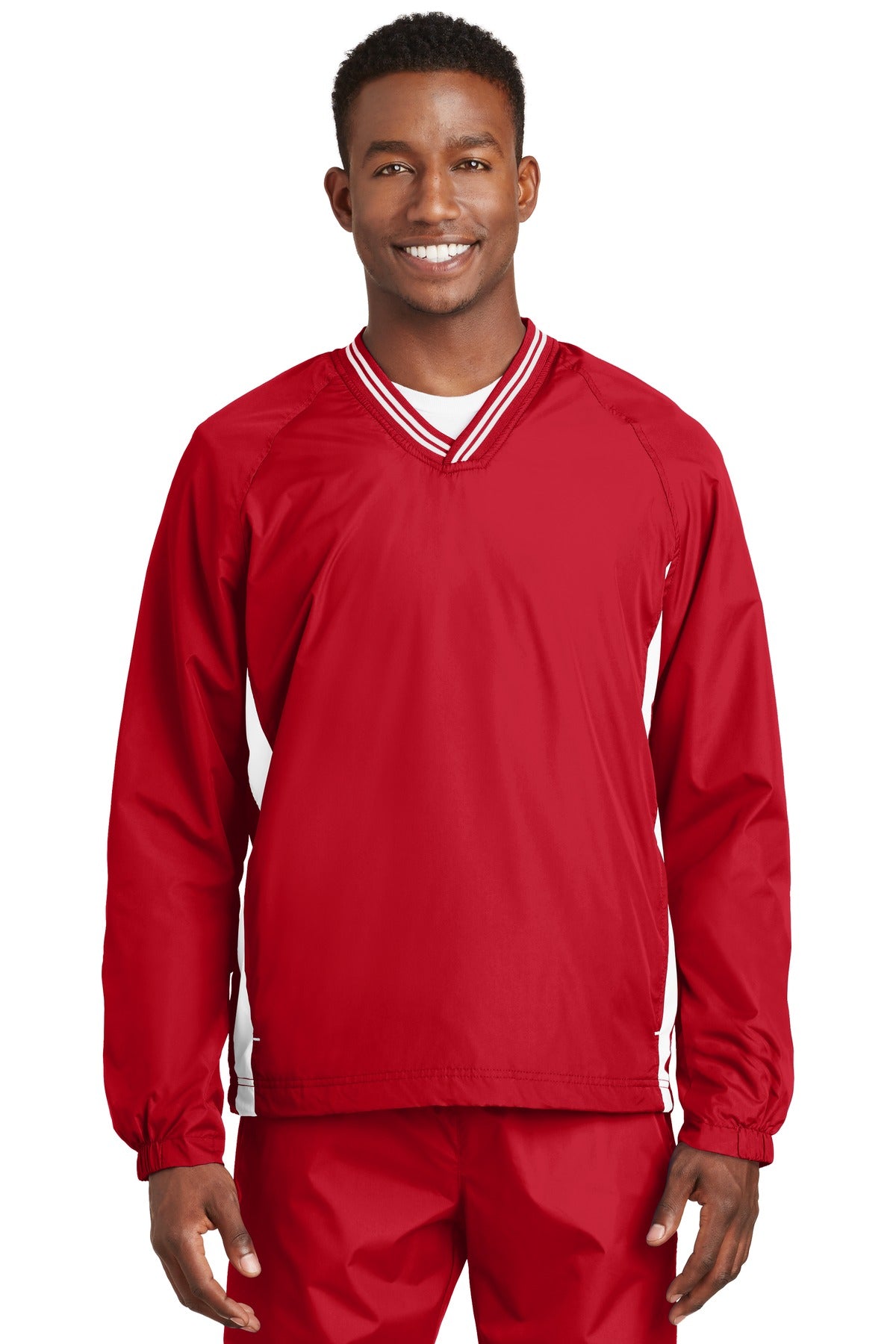 Sport-Tek® Tipped V-Neck Raglan Wind Shirt