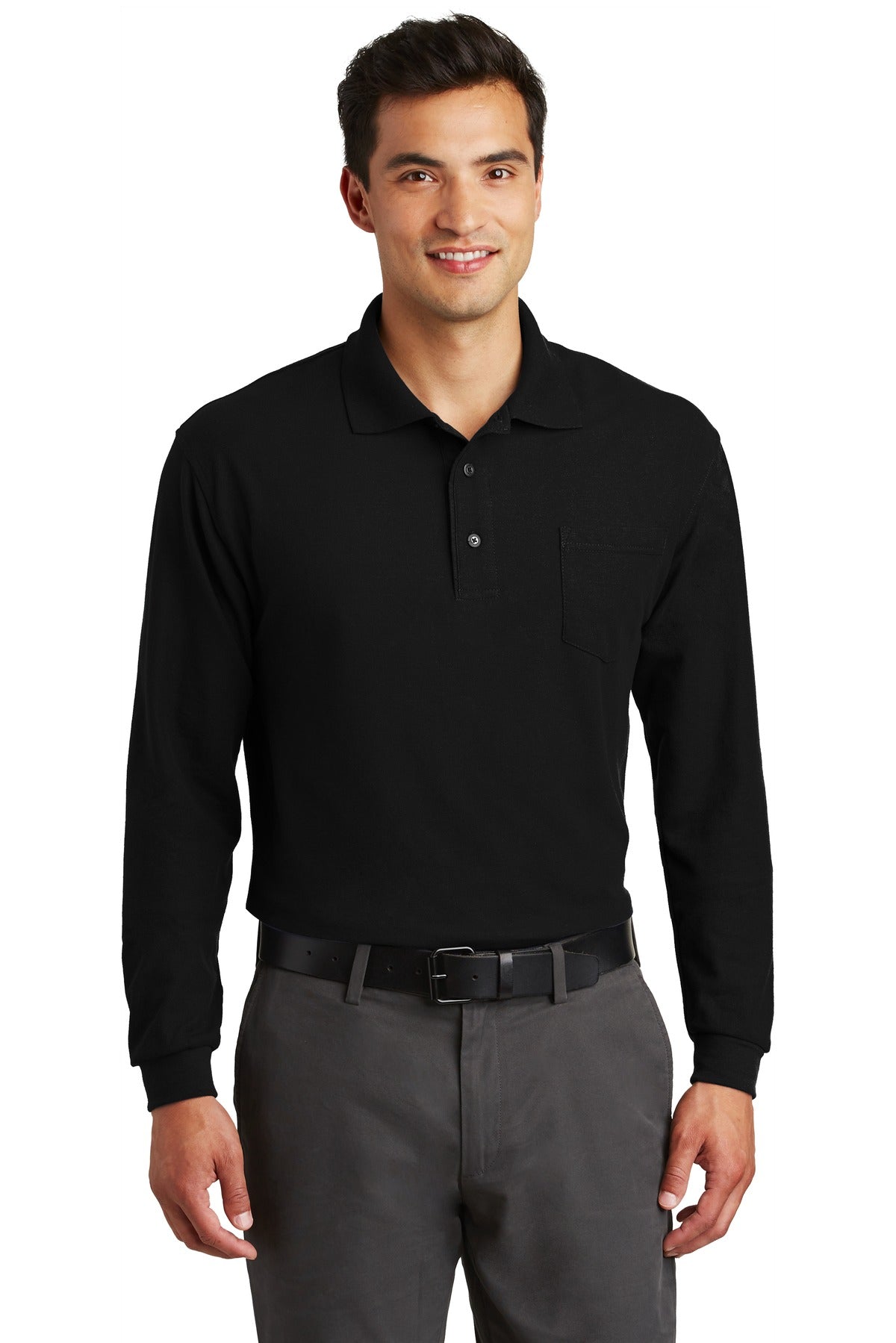 Port Authority® Long Sleeve Silk Touch Polo with Pocket