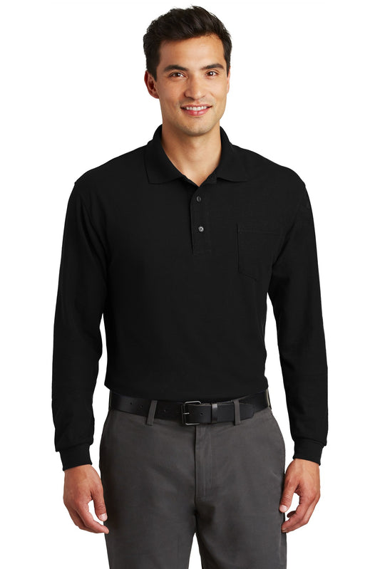 Port Authority® Long Sleeve Silk Touch Polo with Pocket