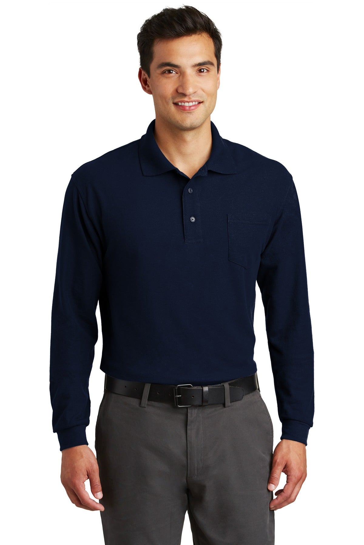 Port Authority® Long Sleeve Silk Touch Polo with Pocket