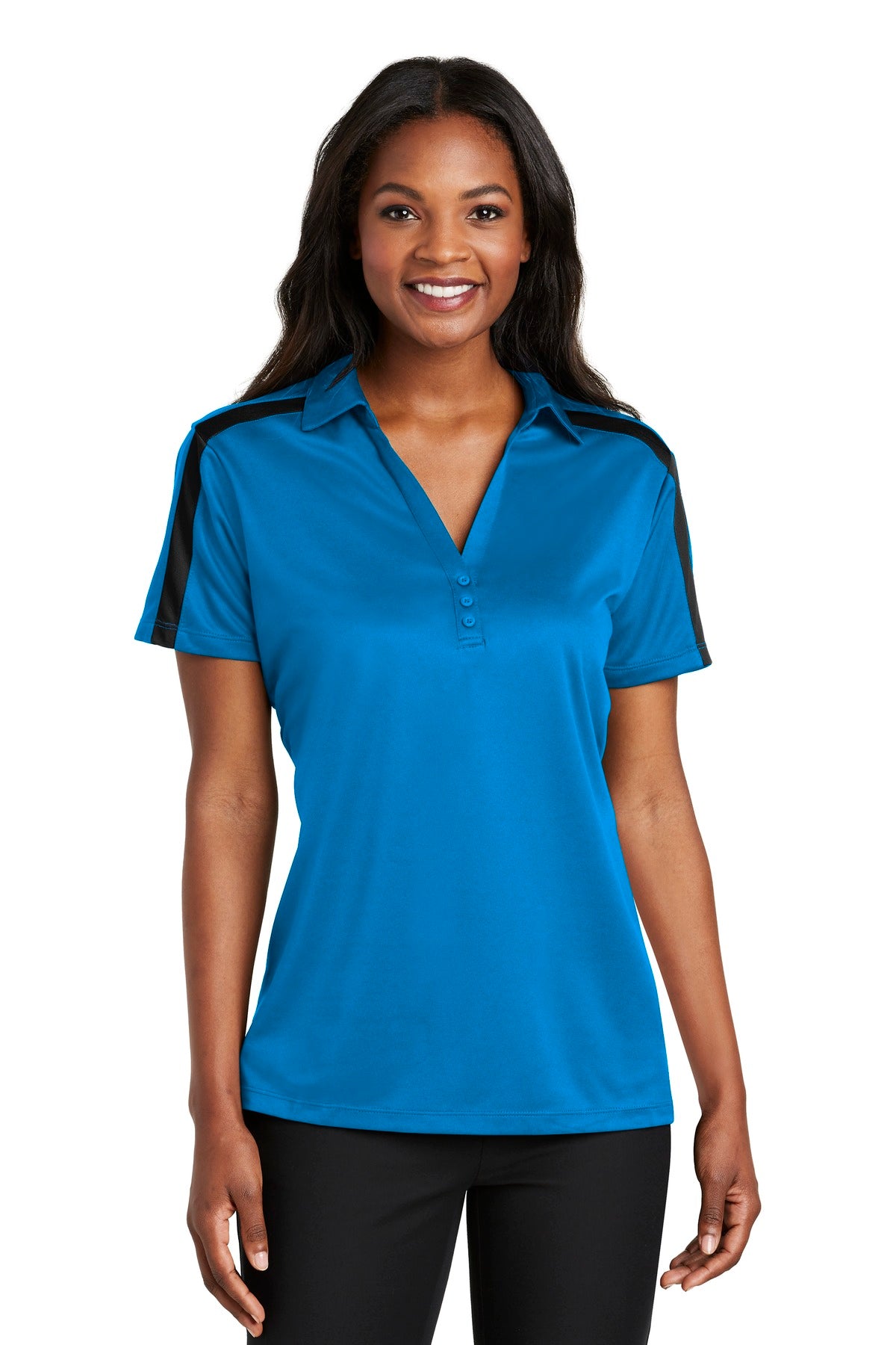 Port Authority® Women's Silk Touch Performance Colorblock Stripe Polo