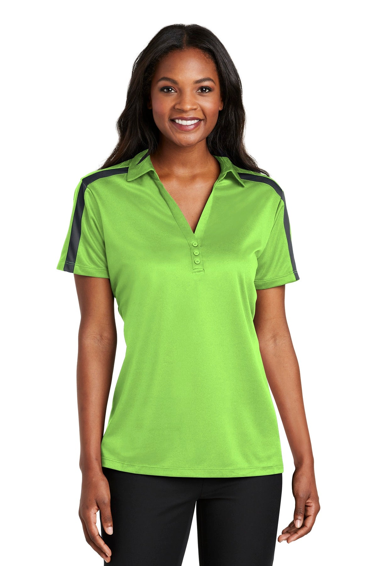 Port Authority® Women's Silk Touch Performance Colorblock Stripe Polo