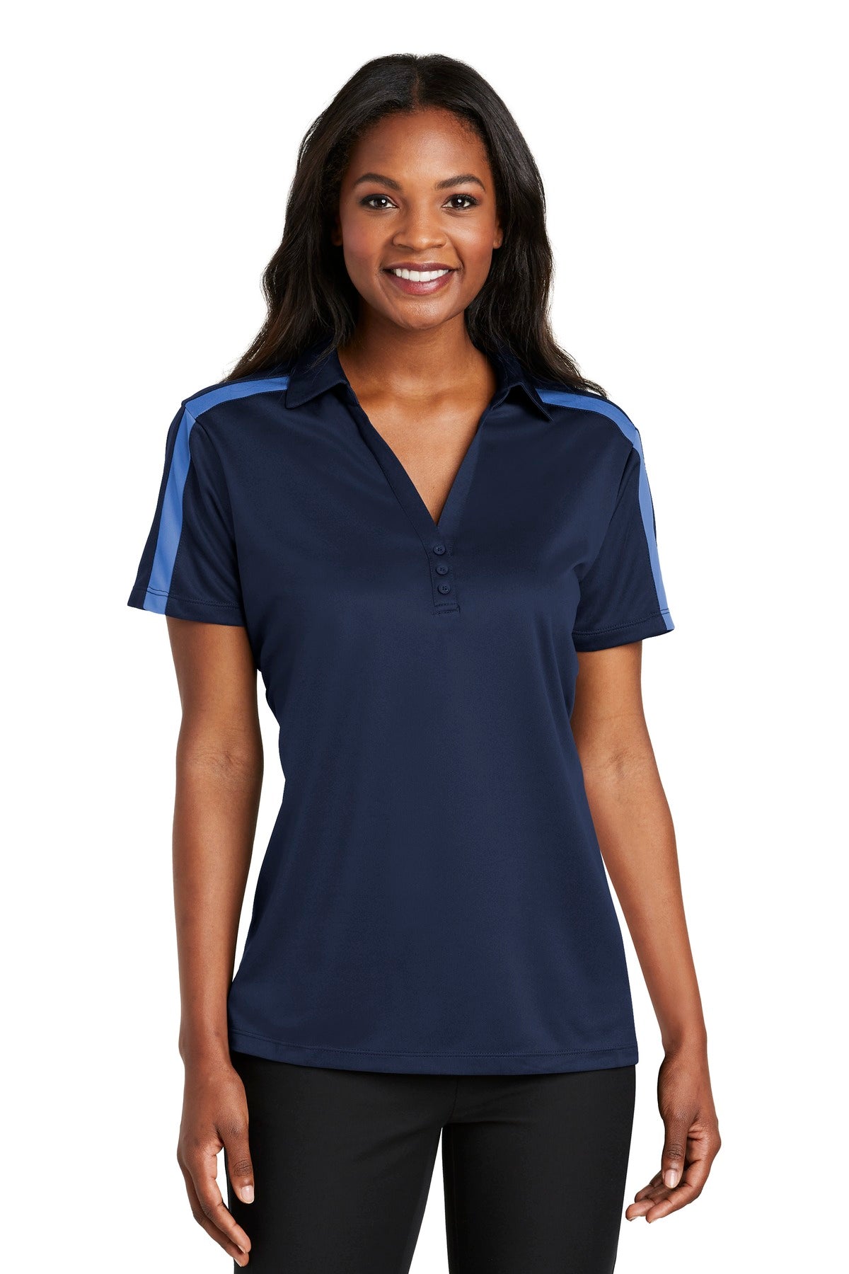 Port Authority® Women's Silk Touch Performance Colorblock Stripe Polo