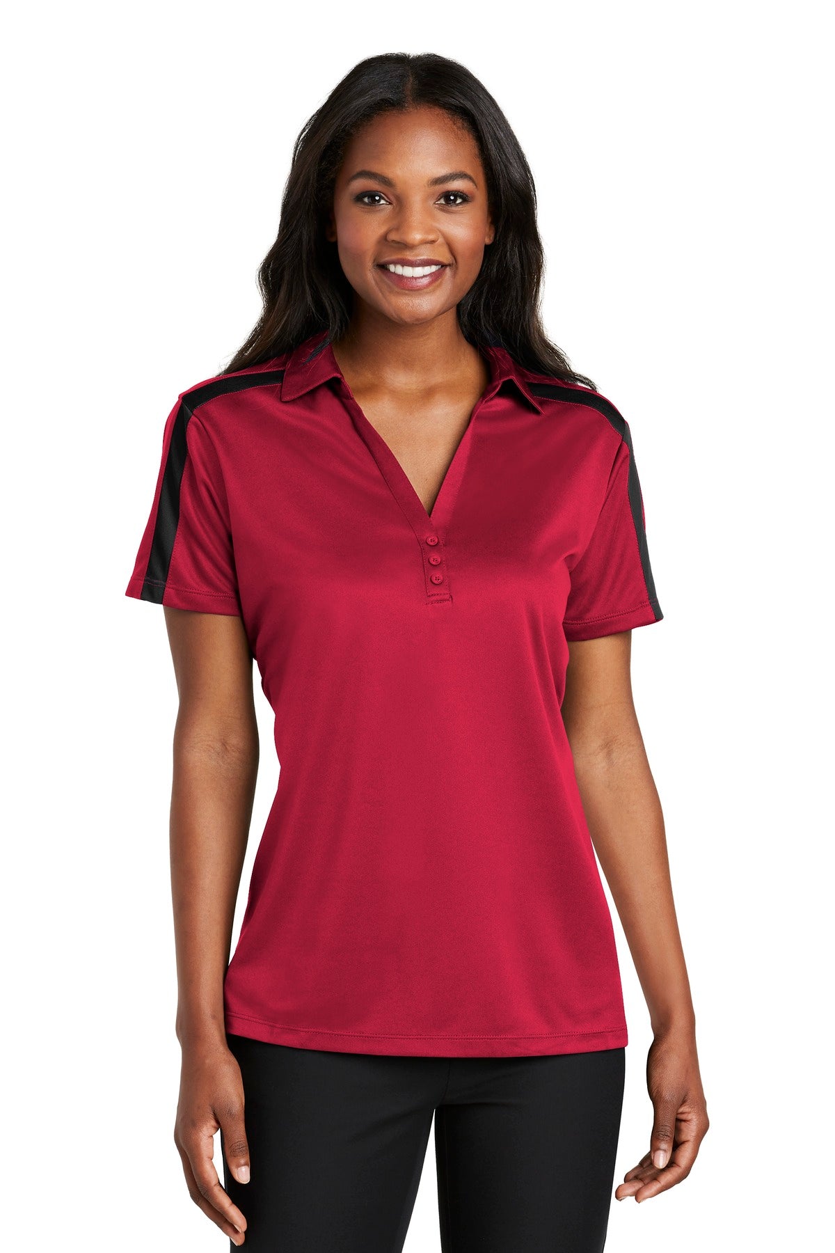 Port Authority® Women's Silk Touch Performance Colorblock Stripe Polo