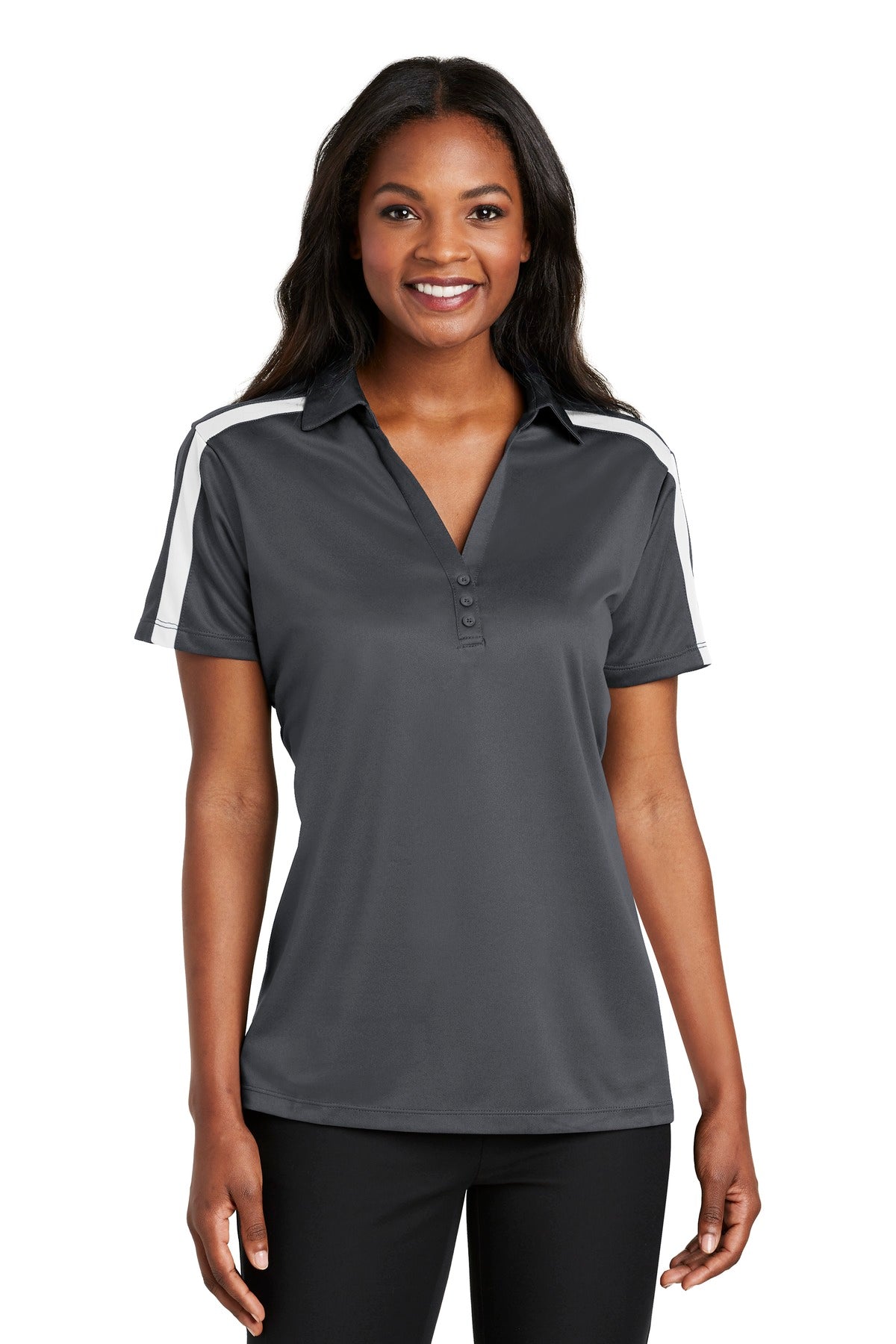 Port Authority® Women's Silk Touch Performance Colorblock Stripe Polo
