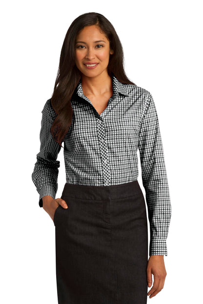DISCONTINUED - Port Authority® Ladies Long Sleeve Gingham Easy Care Shirt