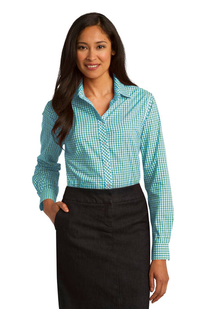 DISCONTINUED - Port Authority® Ladies Long Sleeve Gingham Easy Care Shirt