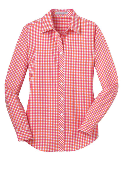 DISCONTINUED - Port Authority® Ladies Long Sleeve Gingham Easy Care Shirt