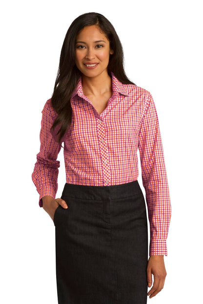 DISCONTINUED - Port Authority® Ladies Long Sleeve Gingham Easy Care Shirt
