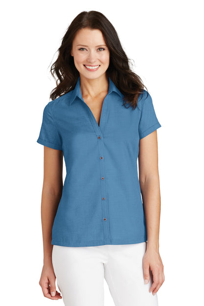 DISCONTINUED - Port Authority® Ladies Textured Camp Shirt