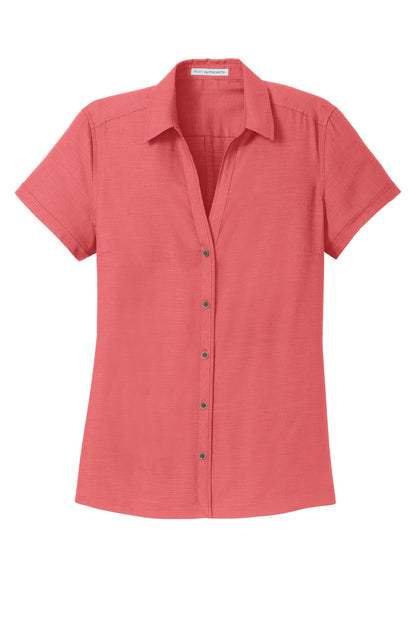 DISCONTINUED - Port Authority® Ladies Textured Camp Shirt