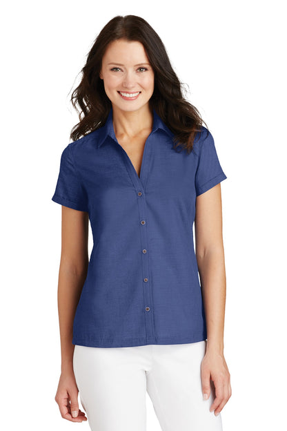 DISCONTINUED - Port Authority® Ladies Textured Camp Shirt
