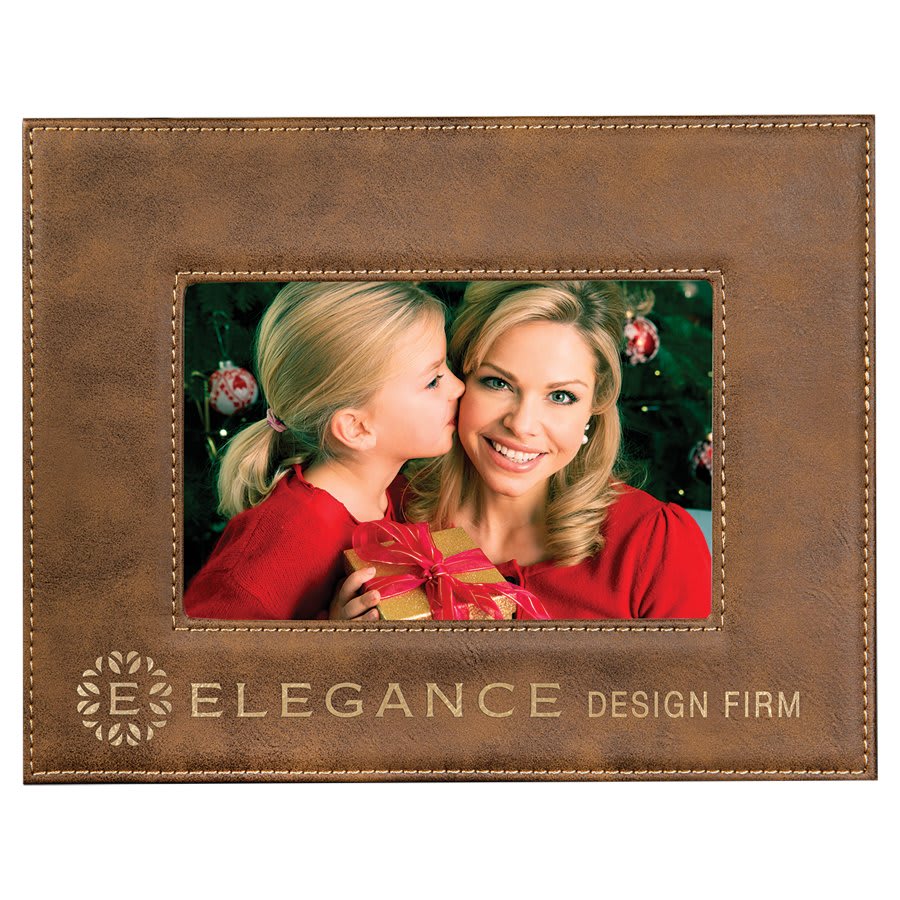 Custom Vegan Leather Photo Frame with Engraved Logo