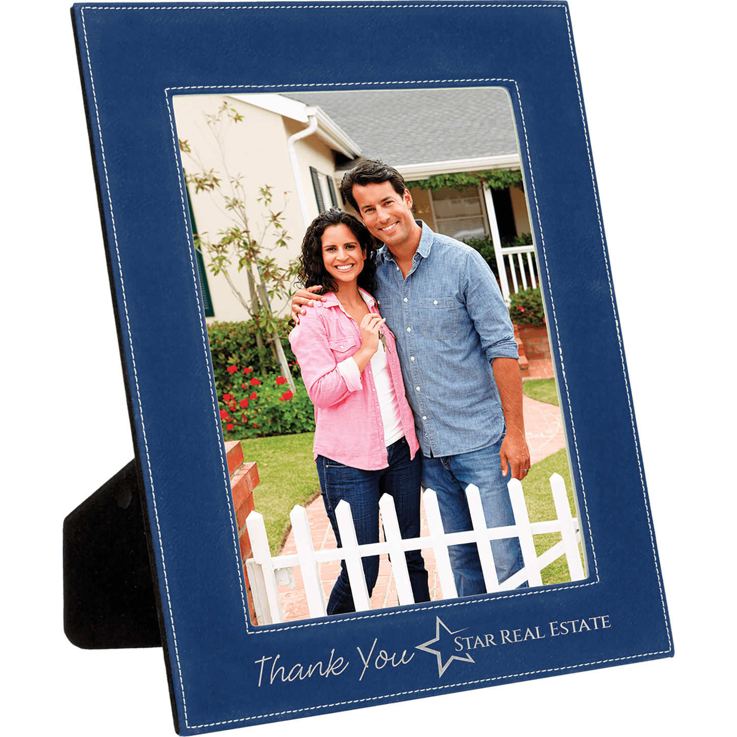 Custom Vegan Leather Photo Frame with Engraved Logo