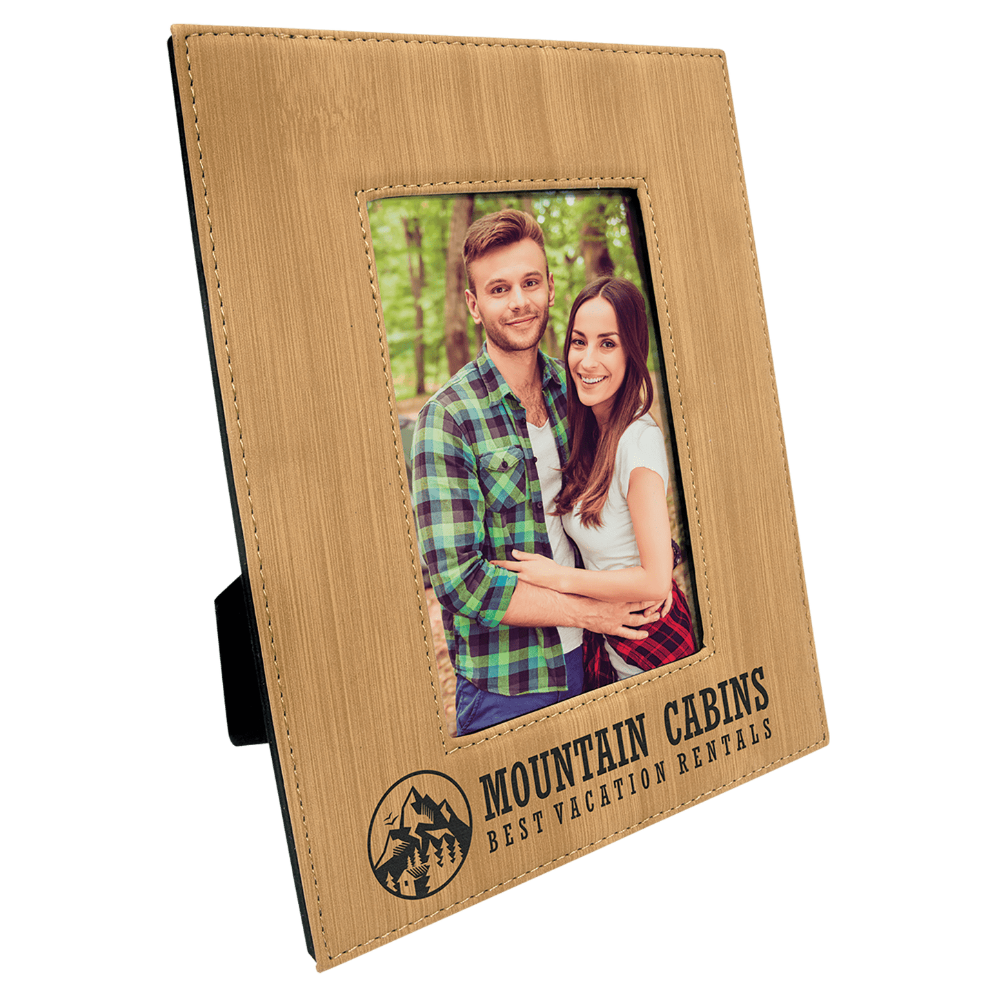 Custom Vegan Leather Photo Frame with Engraved Logo