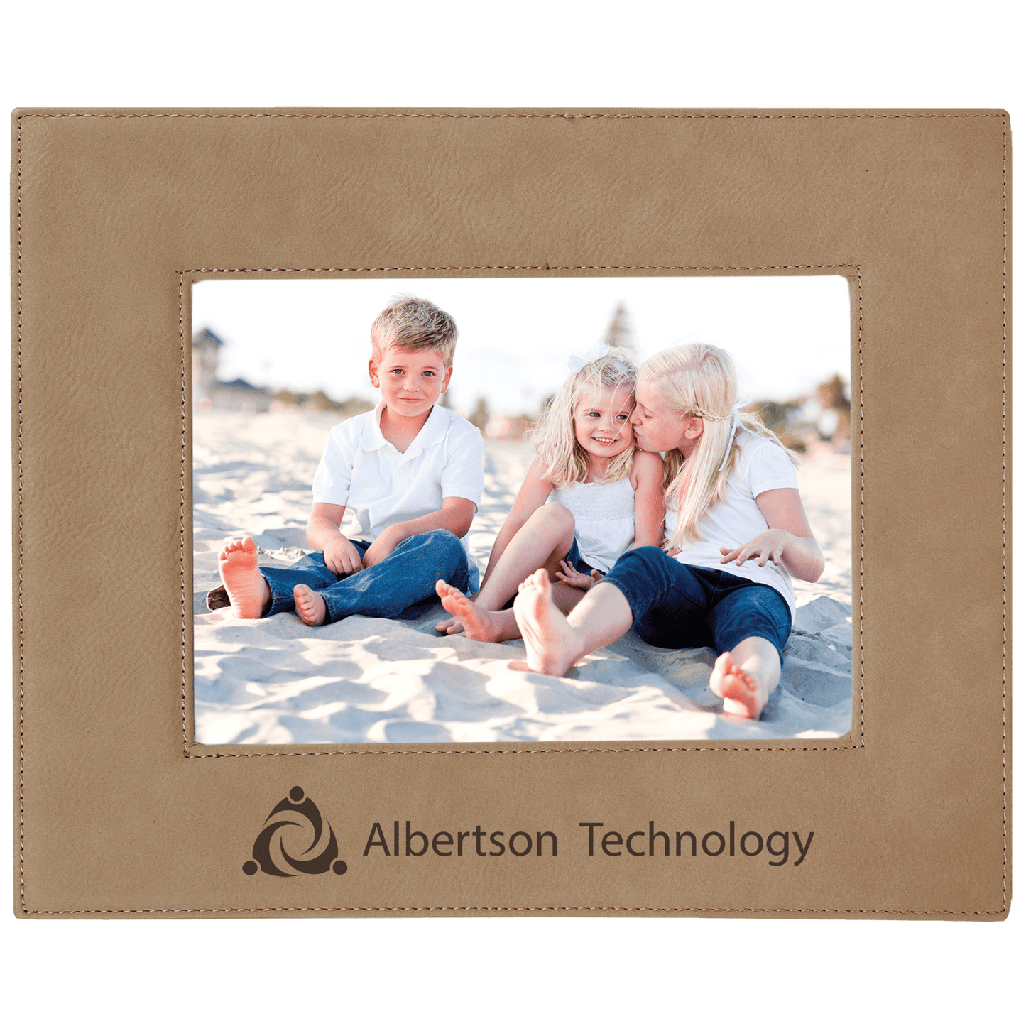 Custom Vegan Leather Photo Frame with Engraved Logo
