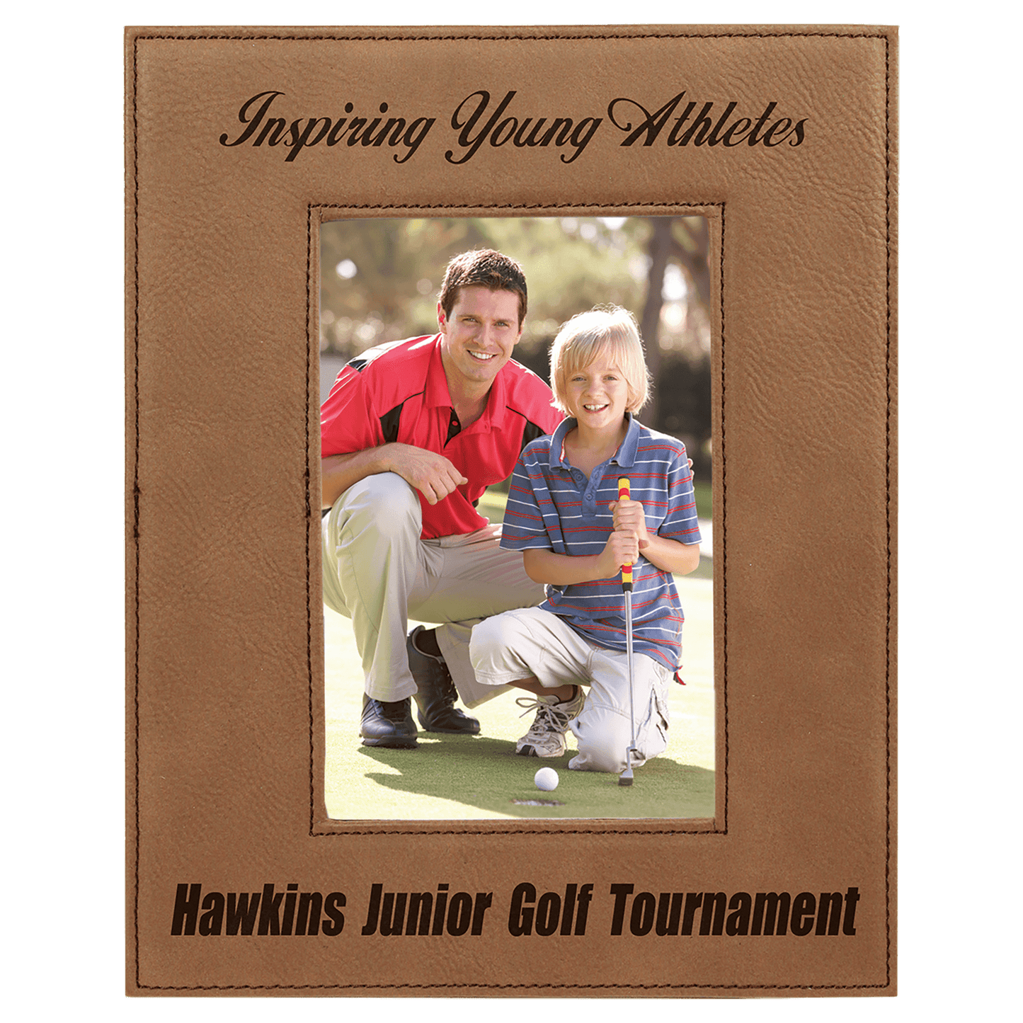 Custom Vegan Leather Photo Frame with Engraved Logo