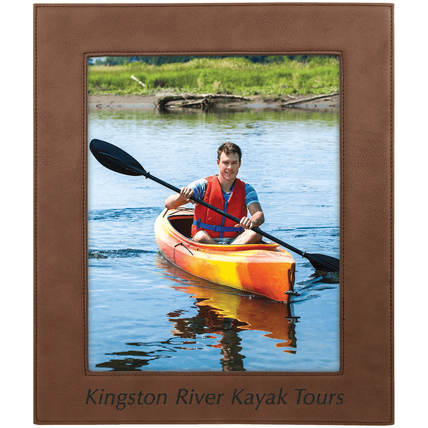 Custom Vegan Leather Photo Frame with Engraved Logo