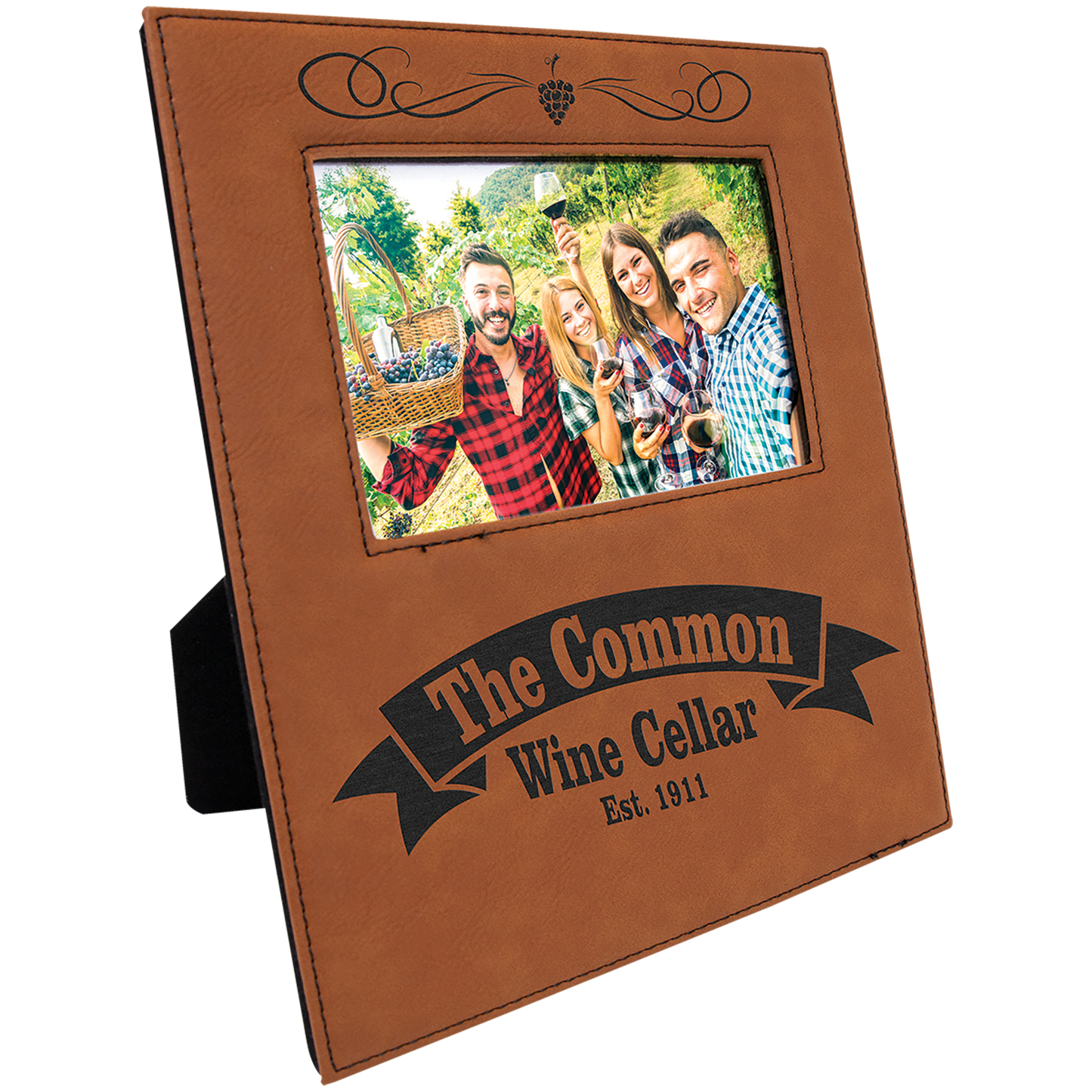 Custom Vegan Leather Photo Frame with Engraved Logo