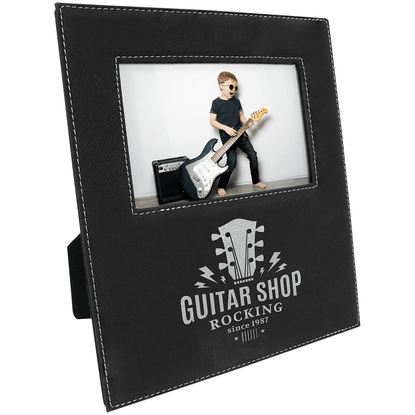 Custom Vegan Leather Photo Frame with Engraved Logo