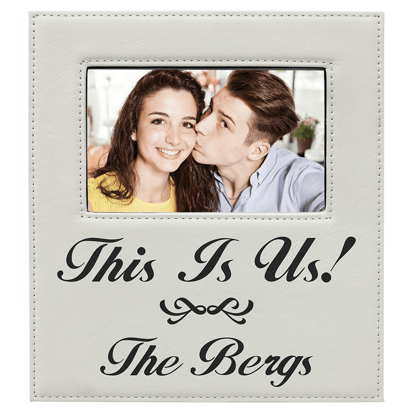 Custom Vegan Leather Photo Frame with Engraved Logo