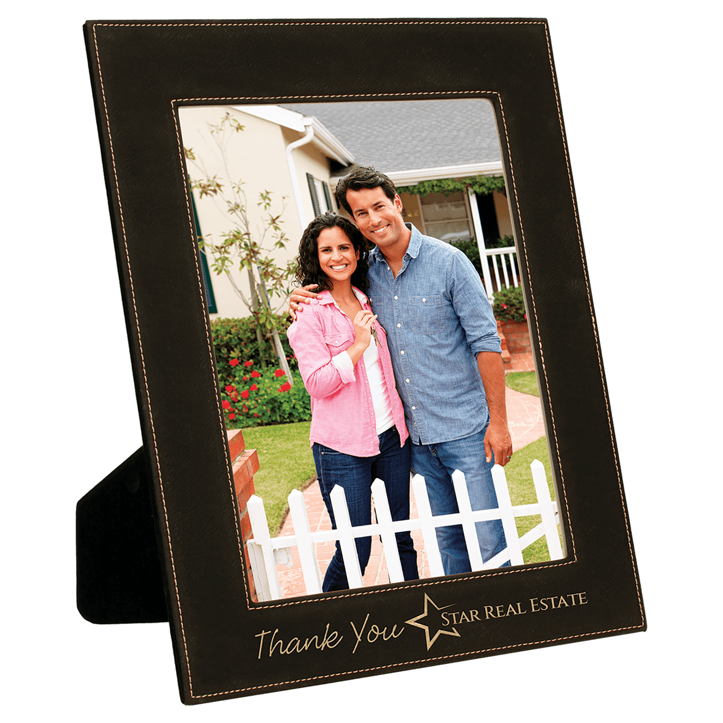 Custom Vegan Leather Photo Frame with Engraved Logo