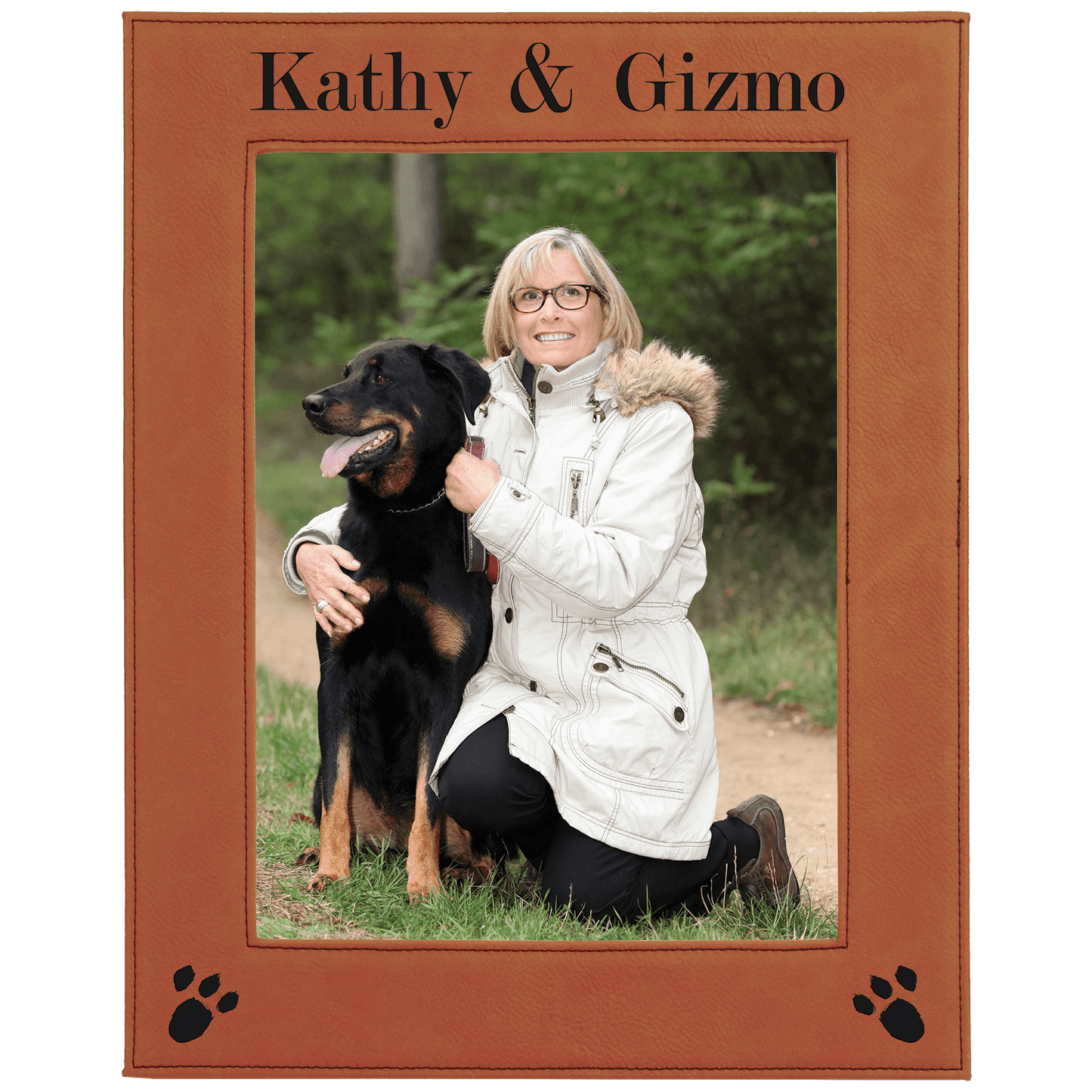 Custom Vegan Leather Photo Frame with Engraved Logo