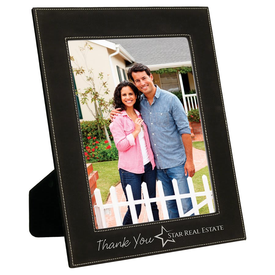 Custom Vegan Leather Photo Frame with Engraved Logo