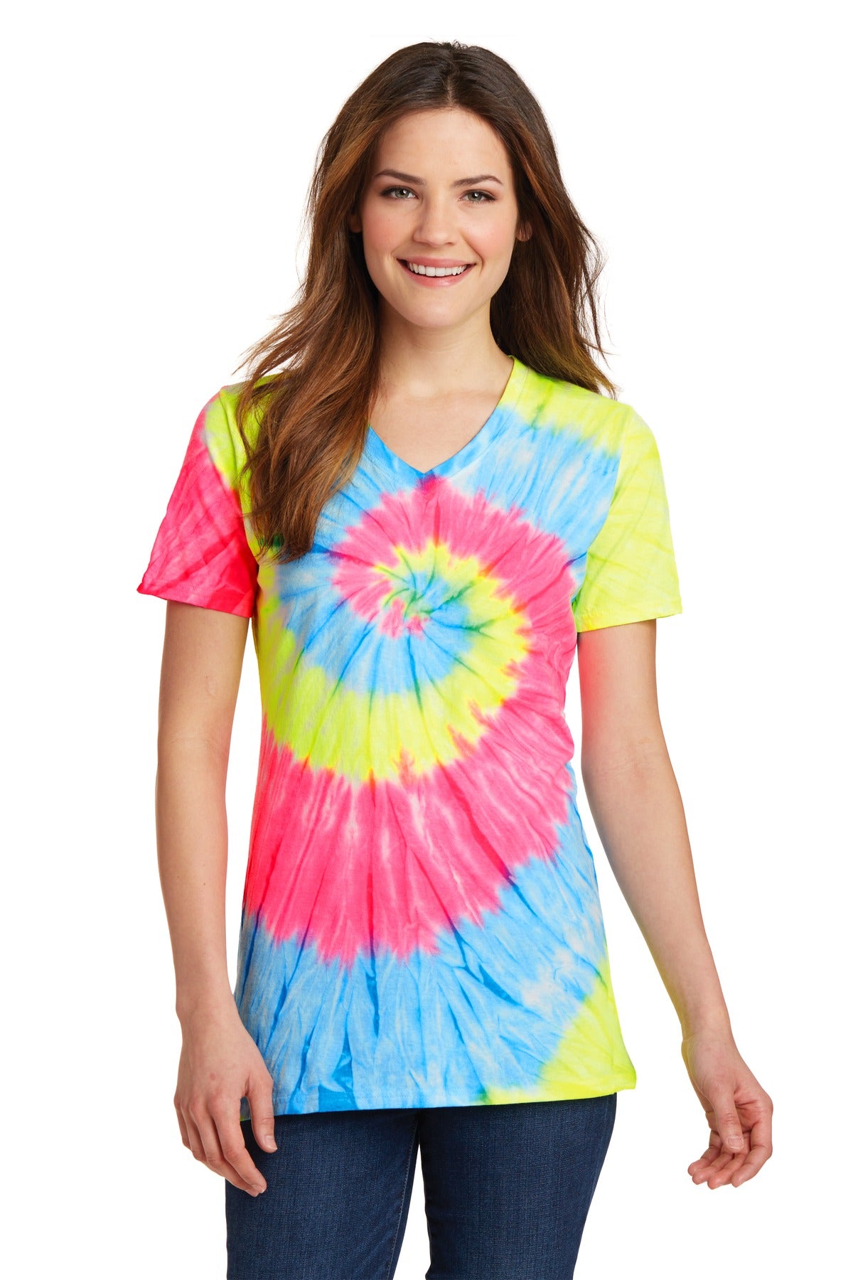 Port & Company® Women's Tie-Dye V-Neck Tee