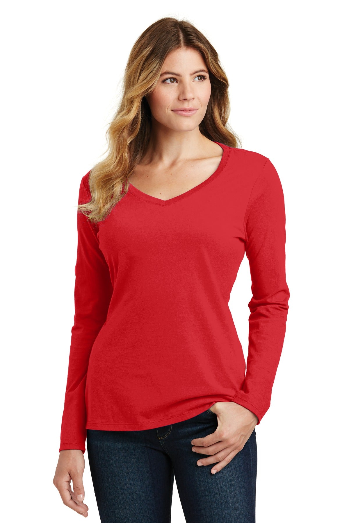 Port & Company® Women's Long Sleeve Fan Favorite V-Neck Tee