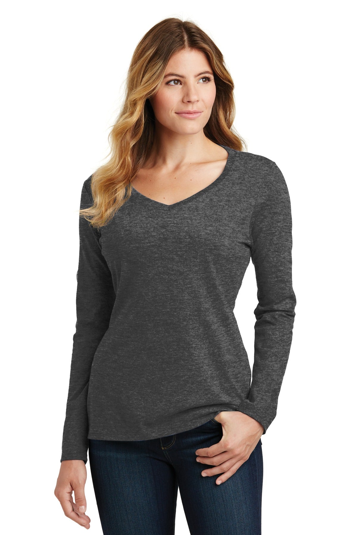 Port & Company® Women's Long Sleeve Fan Favorite V-Neck Tee