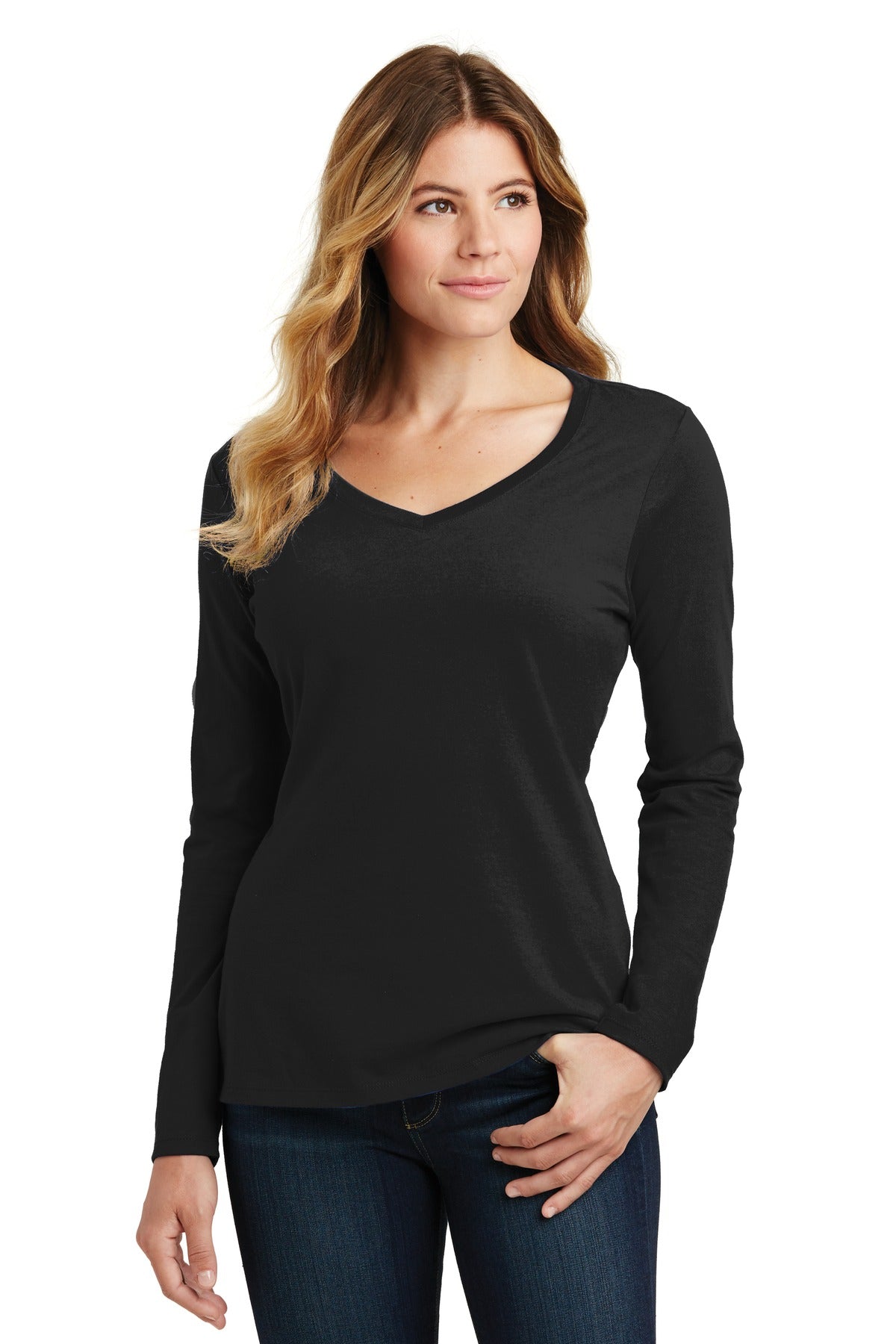 Port & Company® Women's Long Sleeve Fan Favorite V-Neck Tee