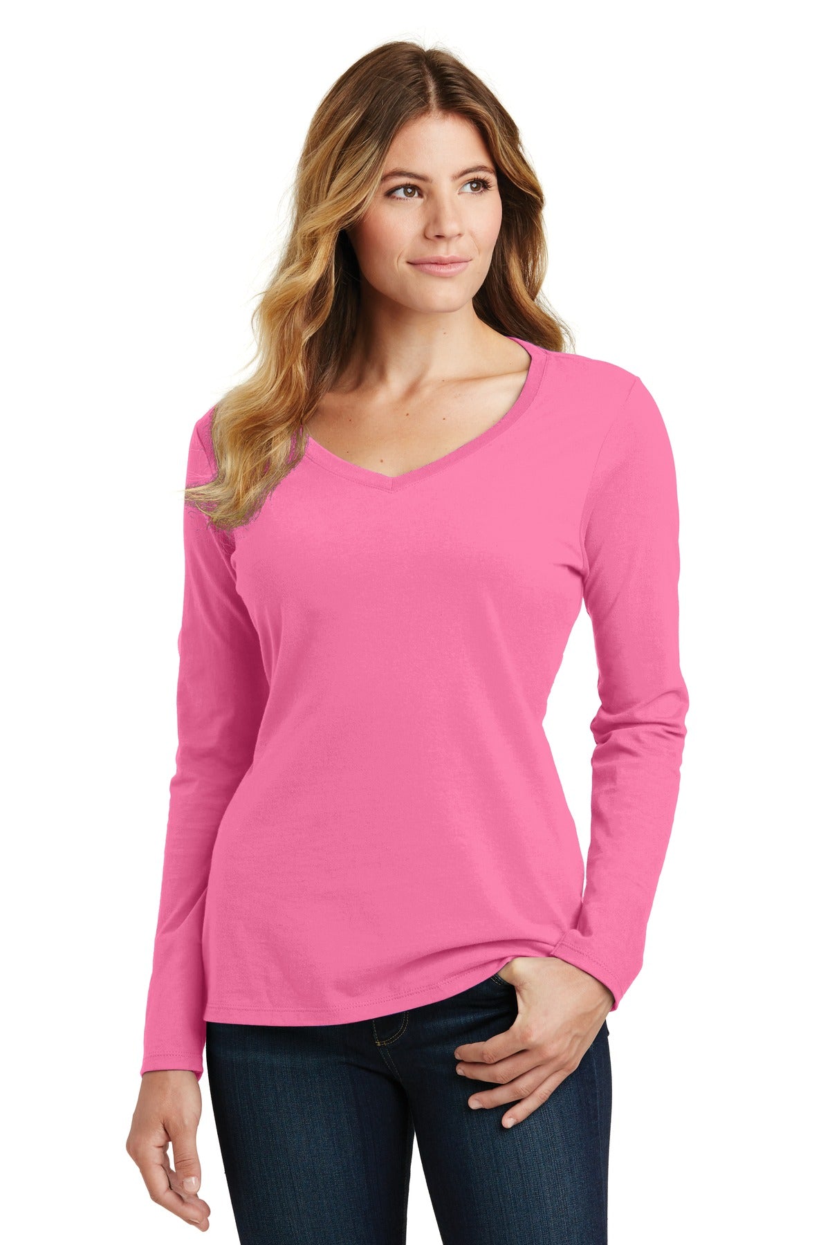 Port & Company® Women's Long Sleeve Fan Favorite V-Neck Tee