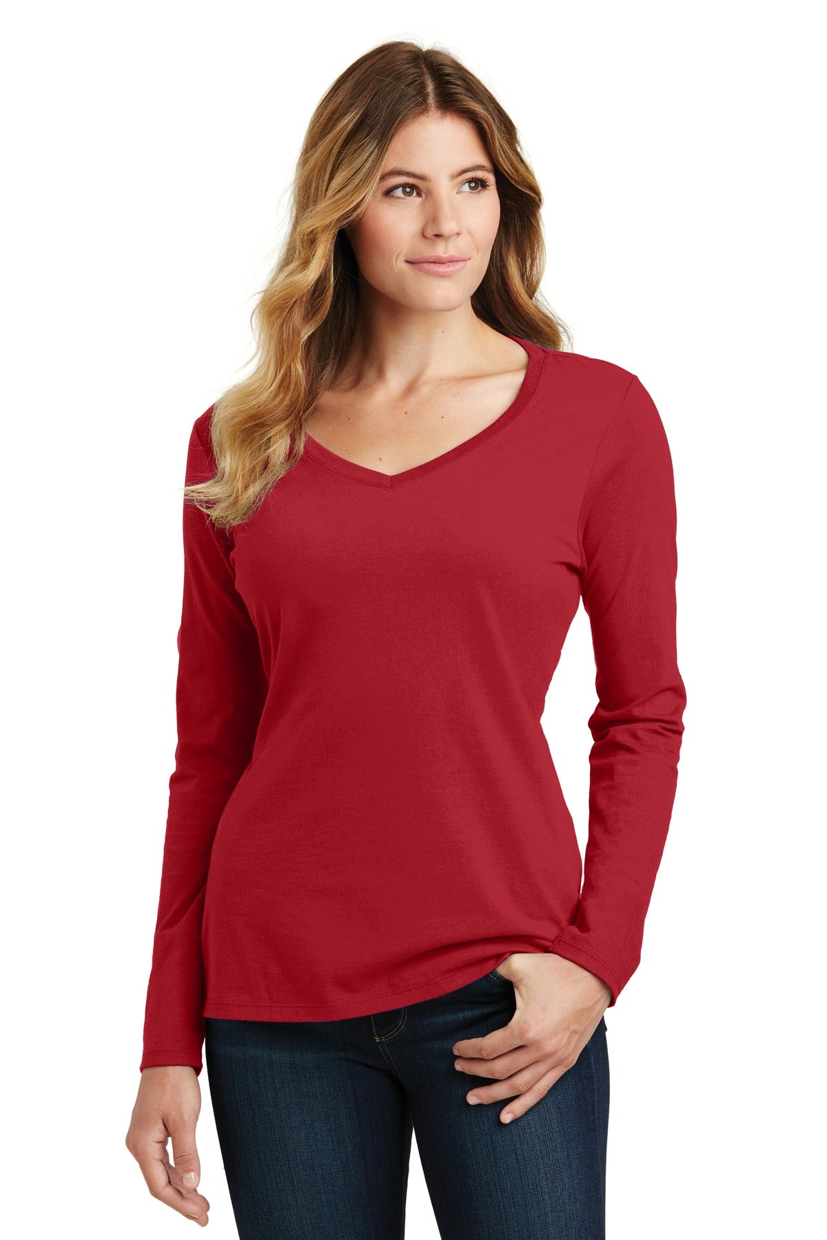 Port & Company® Women's Long Sleeve Fan Favorite V-Neck Tee