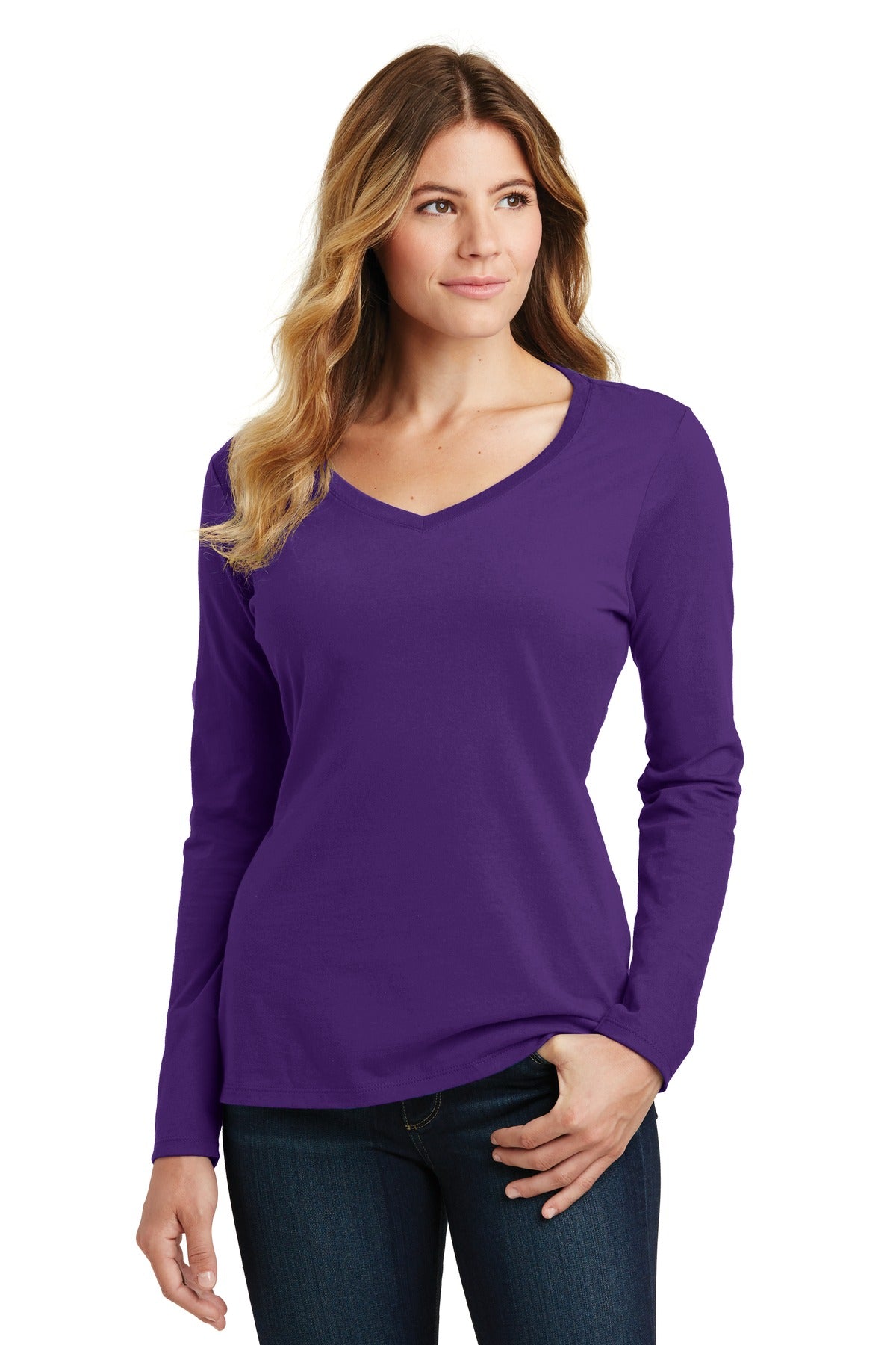 Port & Company® Women's Long Sleeve Fan Favorite V-Neck Tee