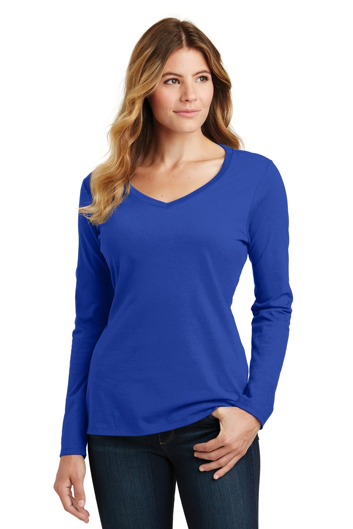 Port & Company® Women's Long Sleeve Fan Favorite V-Neck Tee