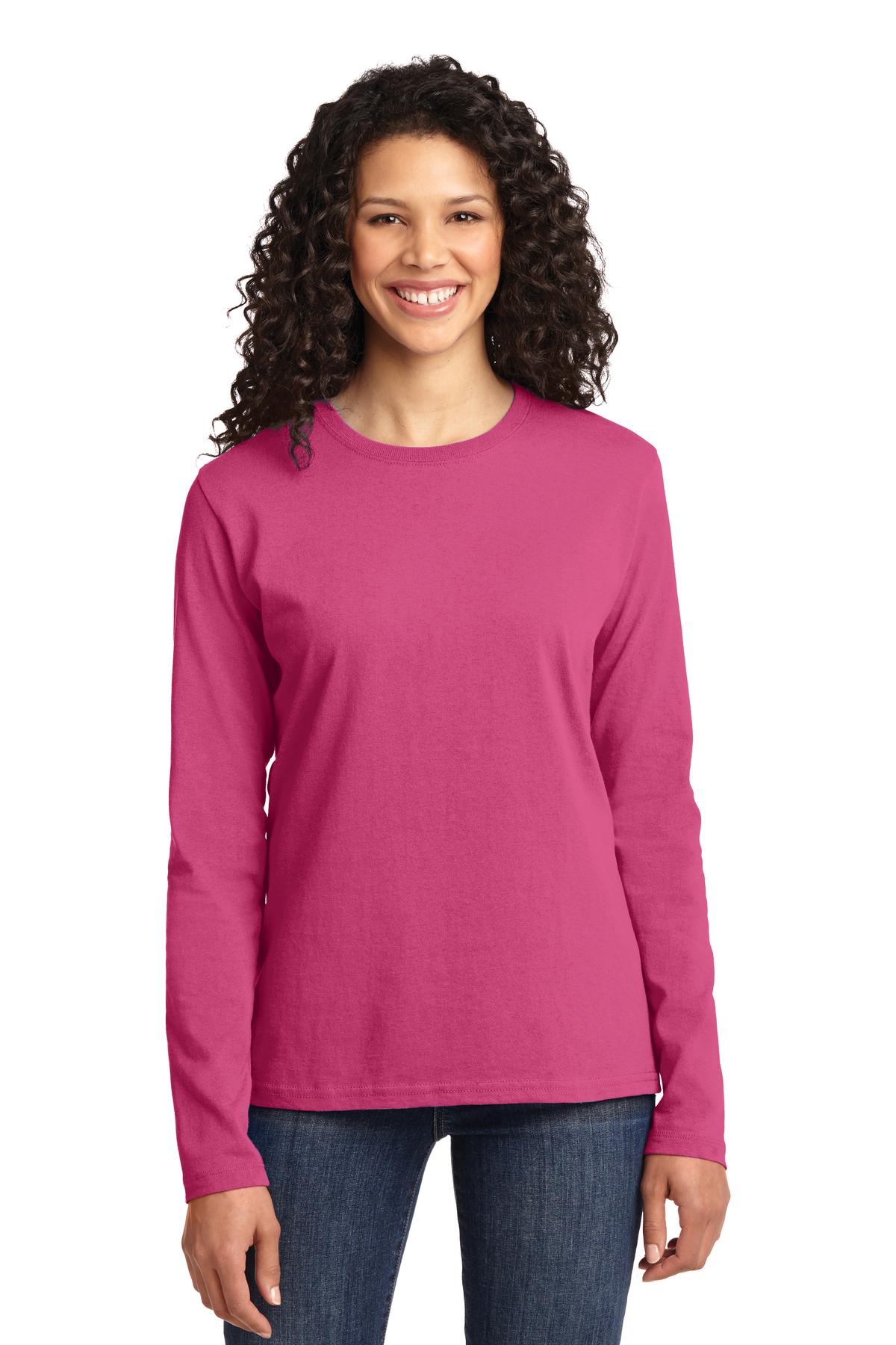 Port & Company® Women's Long Sleeve Core Cotton Tee (CORE COLORS)