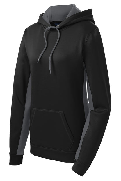 DISCONTINUED - Sport-Tek® Women's Sport-Wick® Fleece Colorblock Hooded Pullover - SKU LST235