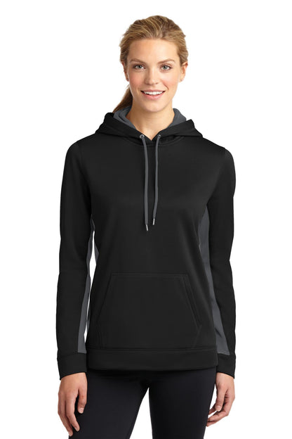 DISCONTINUED - Sport-Tek® Women's Sport-Wick® Fleece Colorblock Hooded Pullover - SKU LST235