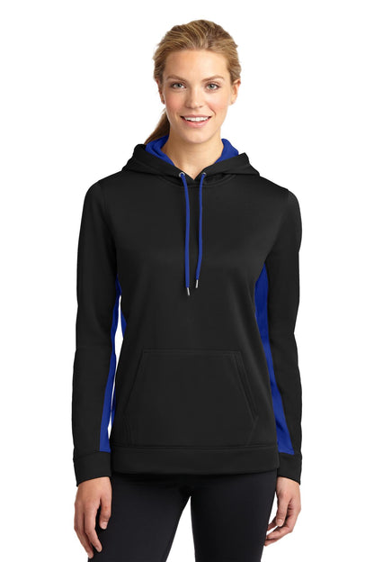 DISCONTINUED - Sport-Tek® Women's Sport-Wick® Fleece Colorblock Hooded Pullover - SKU LST235