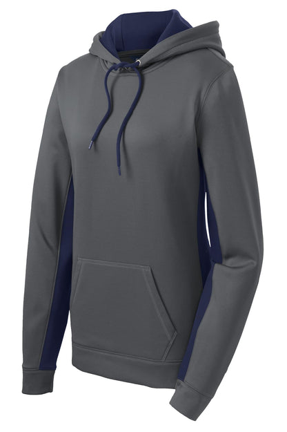 DISCONTINUED - Sport-Tek® Women's Sport-Wick® Fleece Colorblock Hooded Pullover - SKU LST235