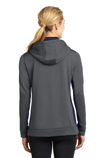 DISCONTINUED - Sport-Tek® Women's Sport-Wick® Fleece Colorblock Hooded Pullover - SKU LST235