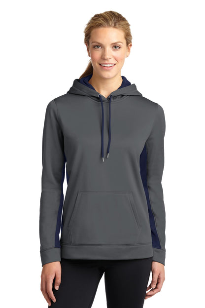 DISCONTINUED - Sport-Tek® Women's Sport-Wick® Fleece Colorblock Hooded Pullover - SKU LST235
