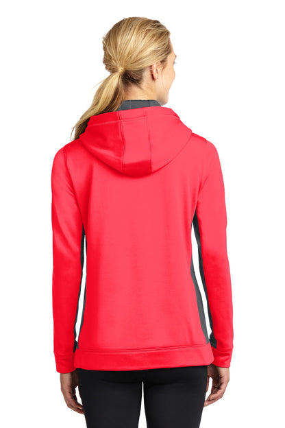DISCONTINUED - Sport-Tek® Women's Sport-Wick® Fleece Colorblock Hooded Pullover - SKU LST235