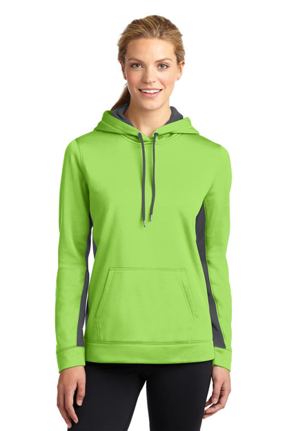 DISCONTINUED - Sport-Tek® Women's Sport-Wick® Fleece Colorblock Hooded Pullover - SKU LST235