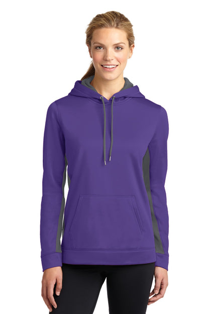 DISCONTINUED - Sport-Tek® Women's Sport-Wick® Fleece Colorblock Hooded Pullover - SKU LST235