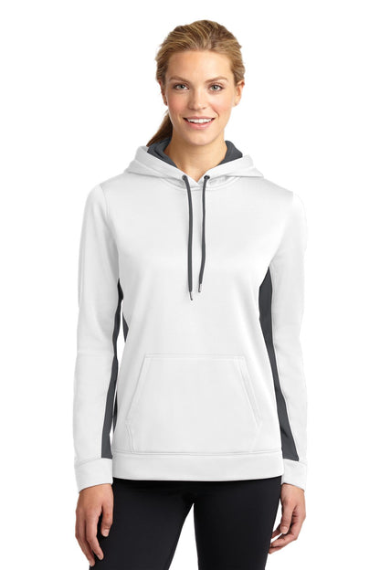 DISCONTINUED - Sport-Tek® Women's Sport-Wick® Fleece Colorblock Hooded Pullover - SKU LST235