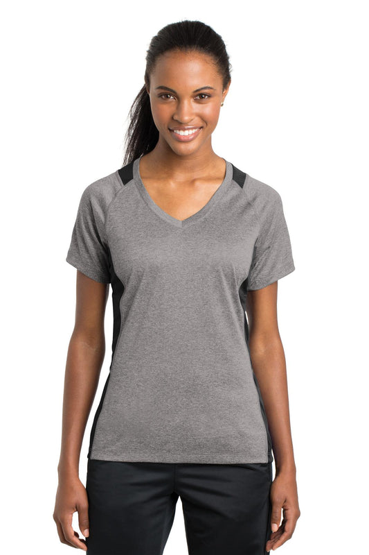 Sport-Tek® Women's Heather Colorblock Contender V-Neck Tee