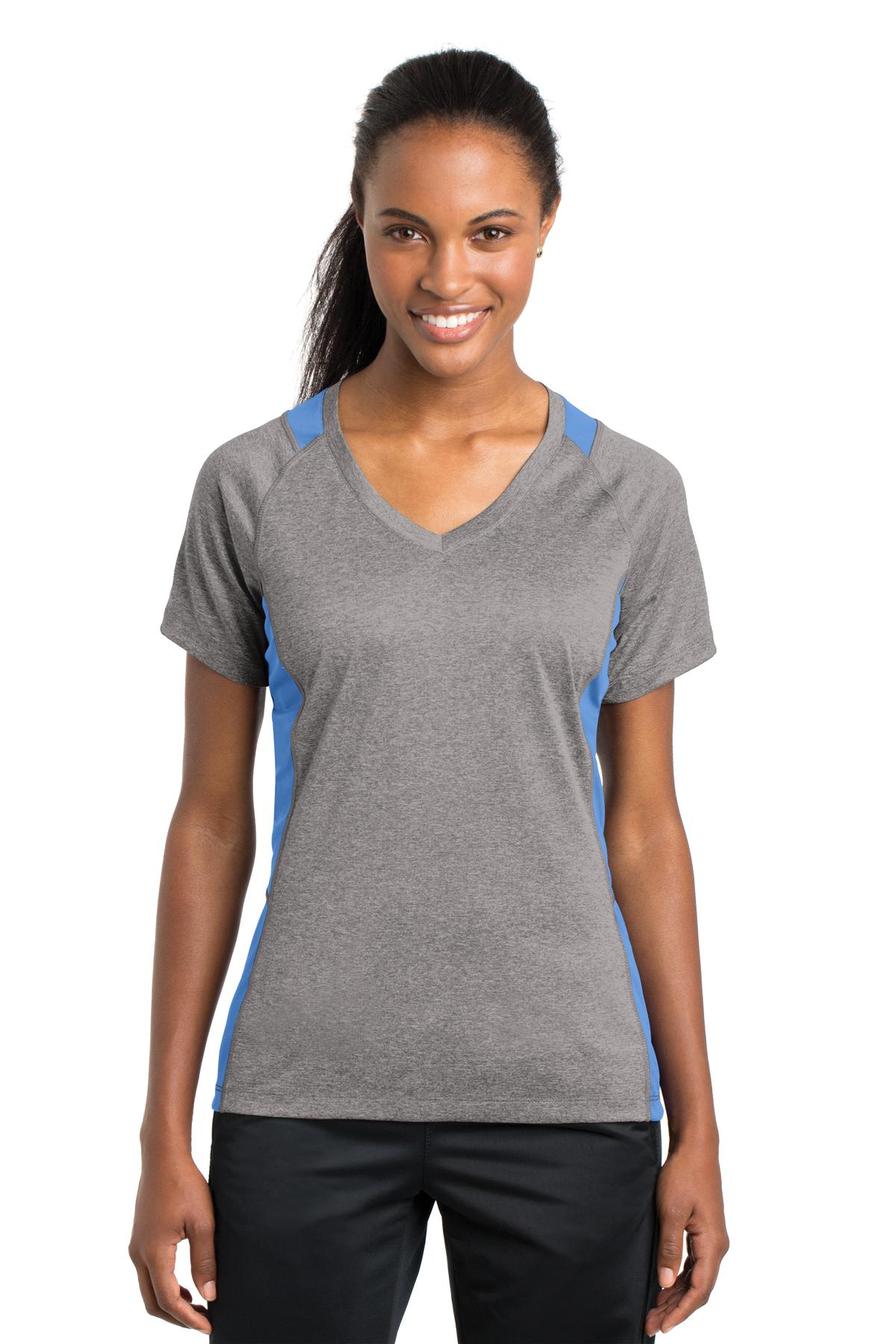 Sport-Tek® Women's Heather Colorblock Contender V-Neck Tee